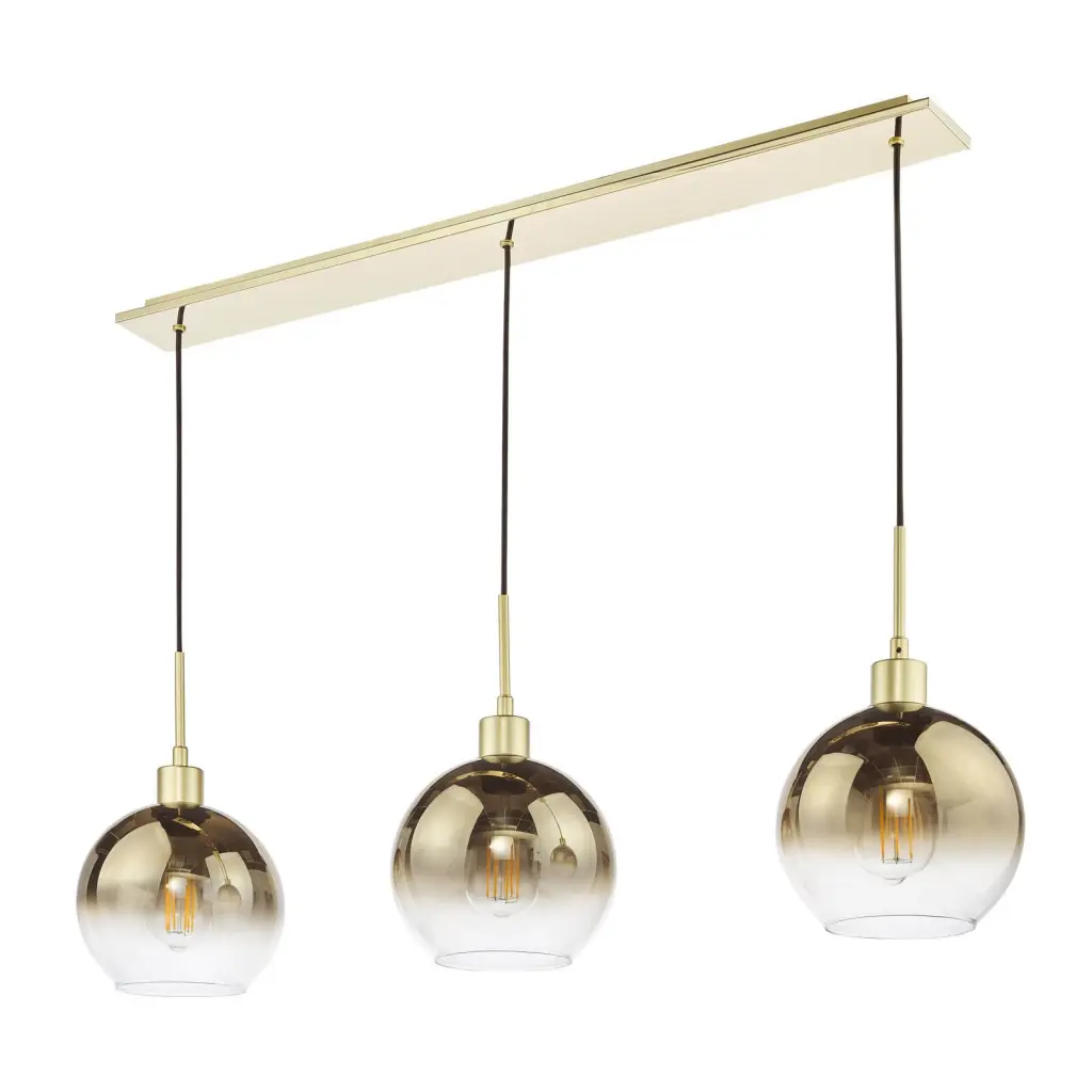 Lycia 3 Light Bar Pendant in Satin Gold with Ombre Glass