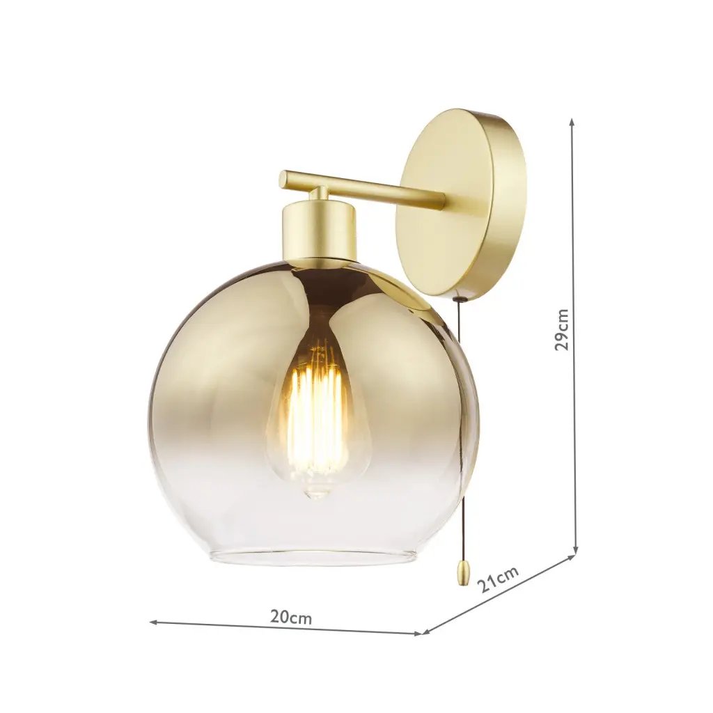 Lycia Satin Gold & Gold Ombre Glass Wall Light