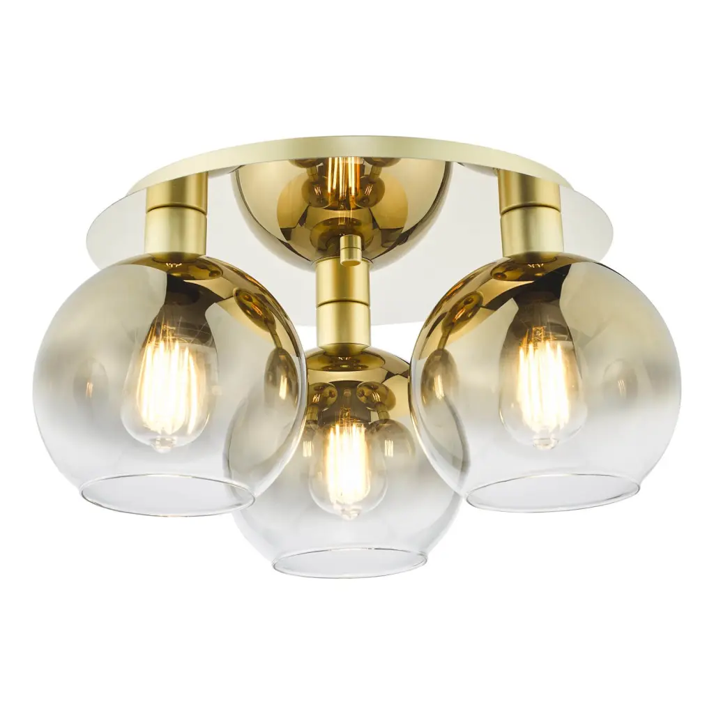 Lycia 3 Light Flush Fitting in Satin Gold