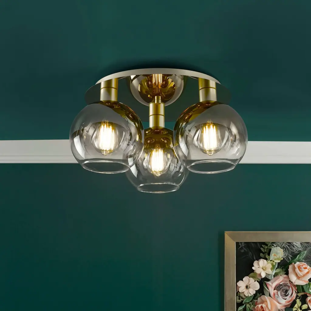 Lycia 3 Light Flush Fitting in Satin Gold