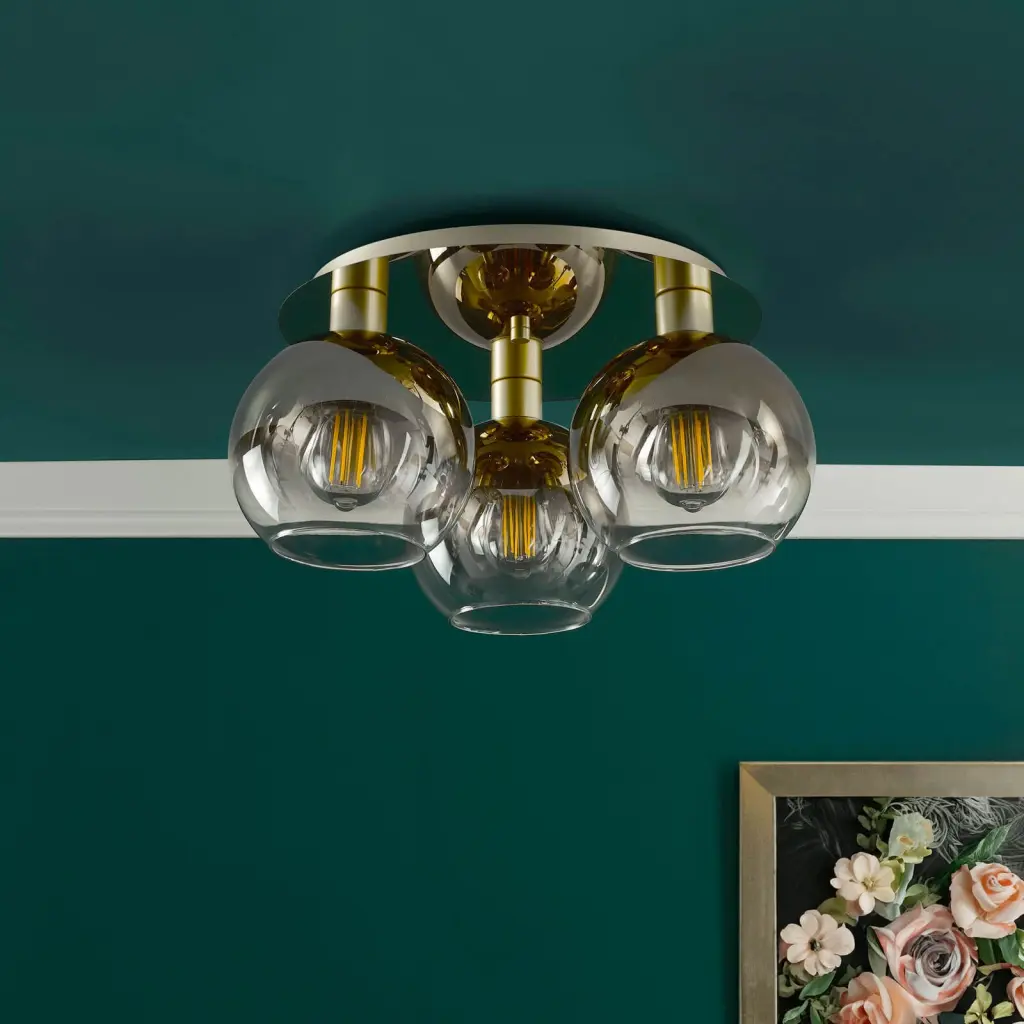 Lycia 3 Light Flush Fitting in Satin Gold