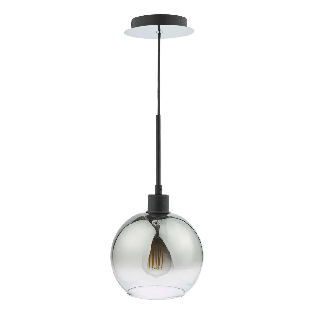 Lycia Single Matt Black Pendant C/W Smoked Ombre Glass