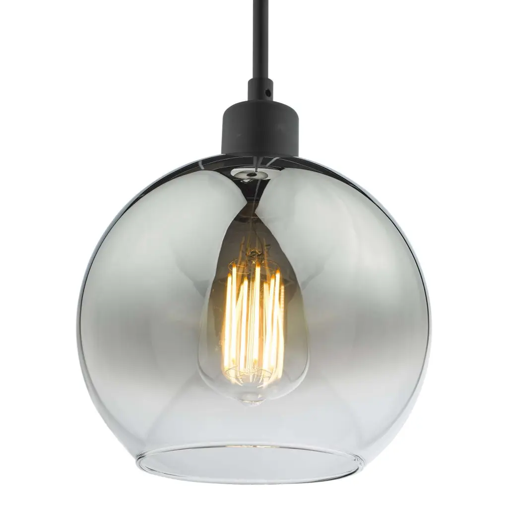 Lycia Single Matt Black Pendant C/W Smoked Ombre Glass