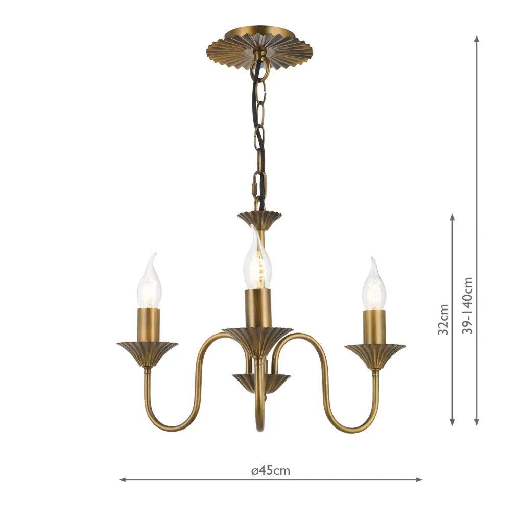 Lydian 3 Light Antique Bronze Pendant