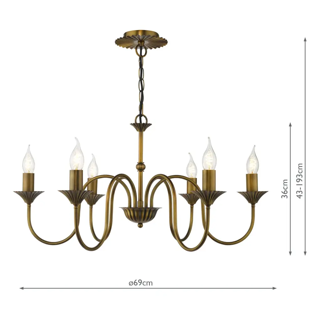 Lydian 6 Light Antique Bronze Pendant