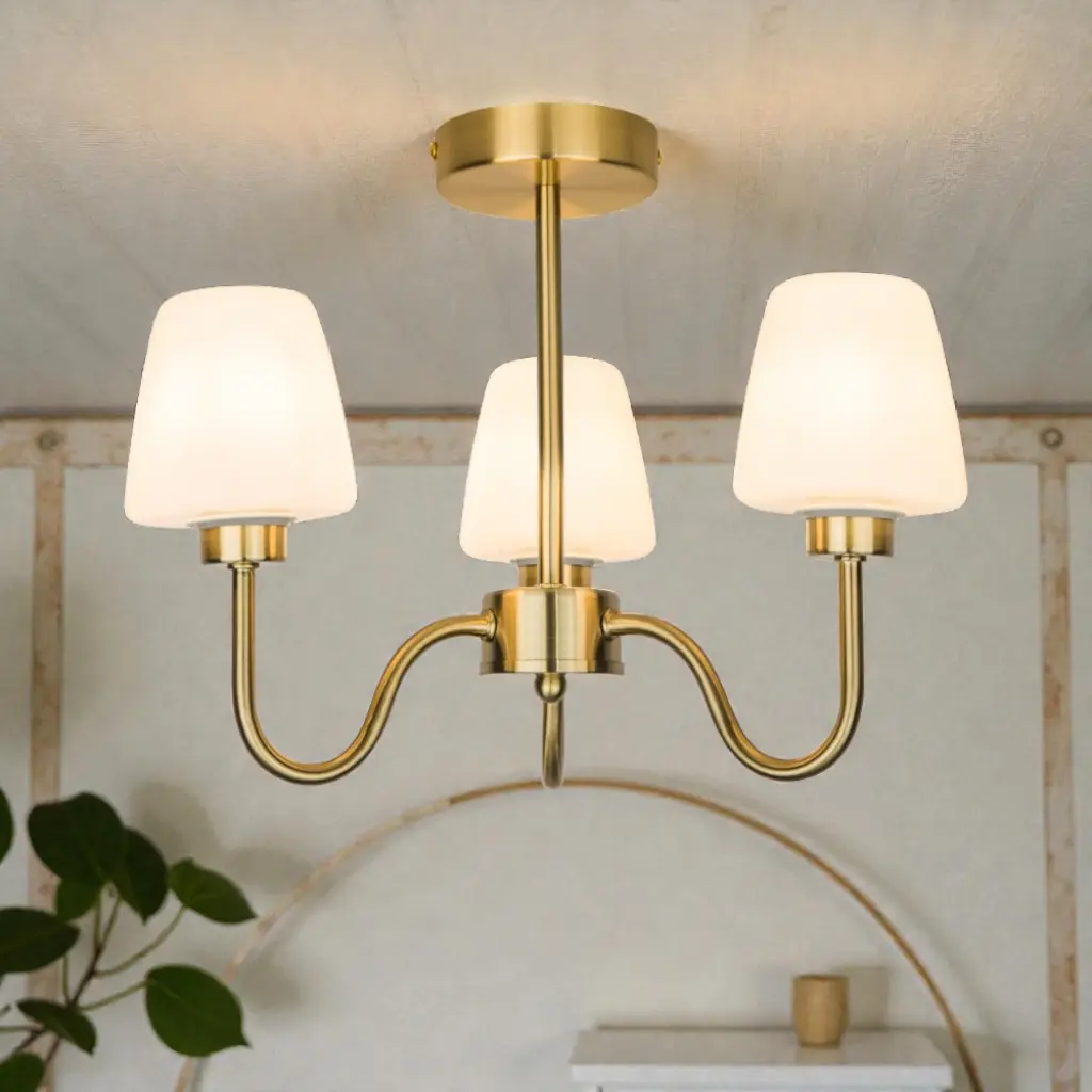 Marina 3 Light Satin Brass Ceiling Light