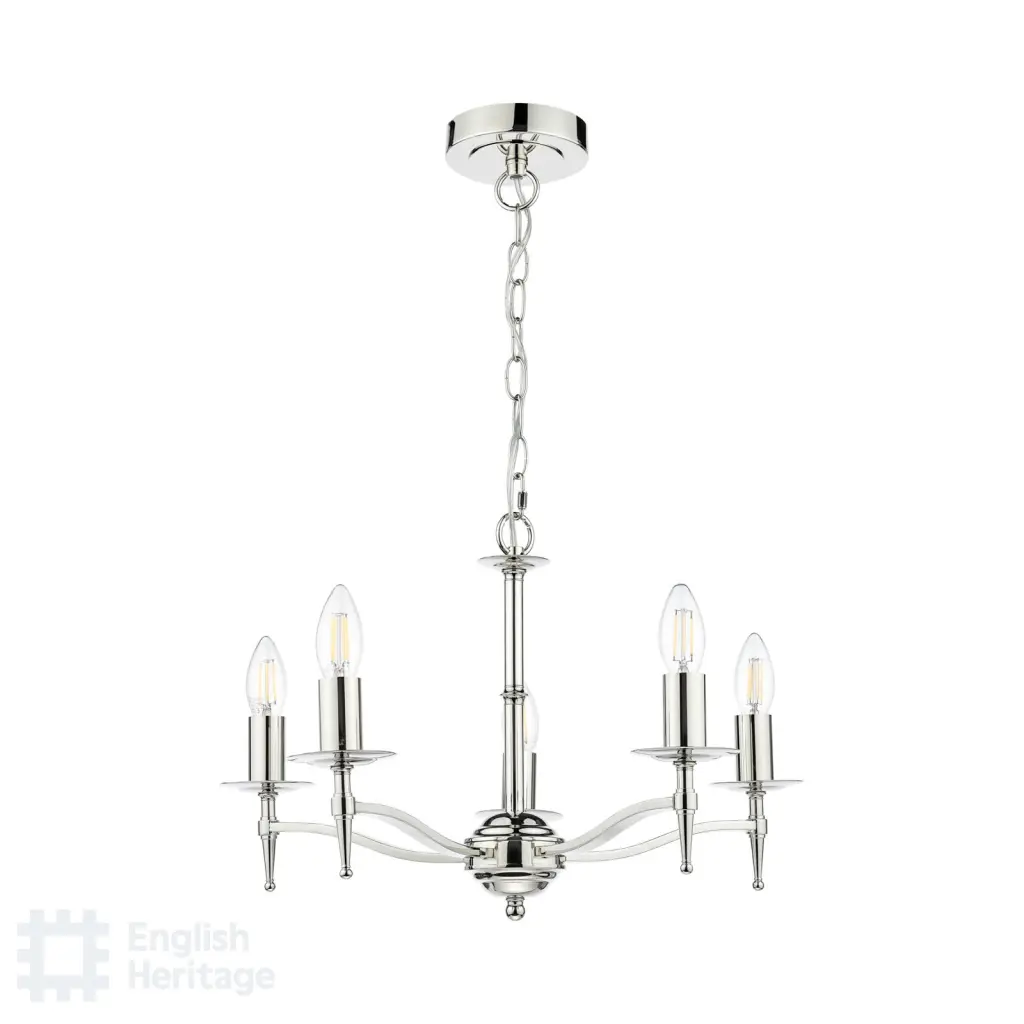 Marble Hill Polished Nickel 5 Light Pendant