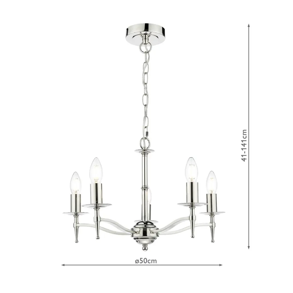 Marble Hill Polished Nickel 5 Light Pendant