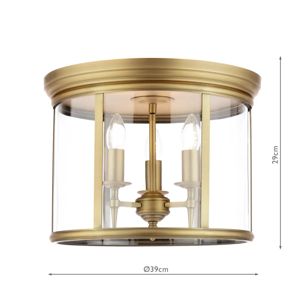 Marble Hill 3 Light Aged Brass Flush Fitting