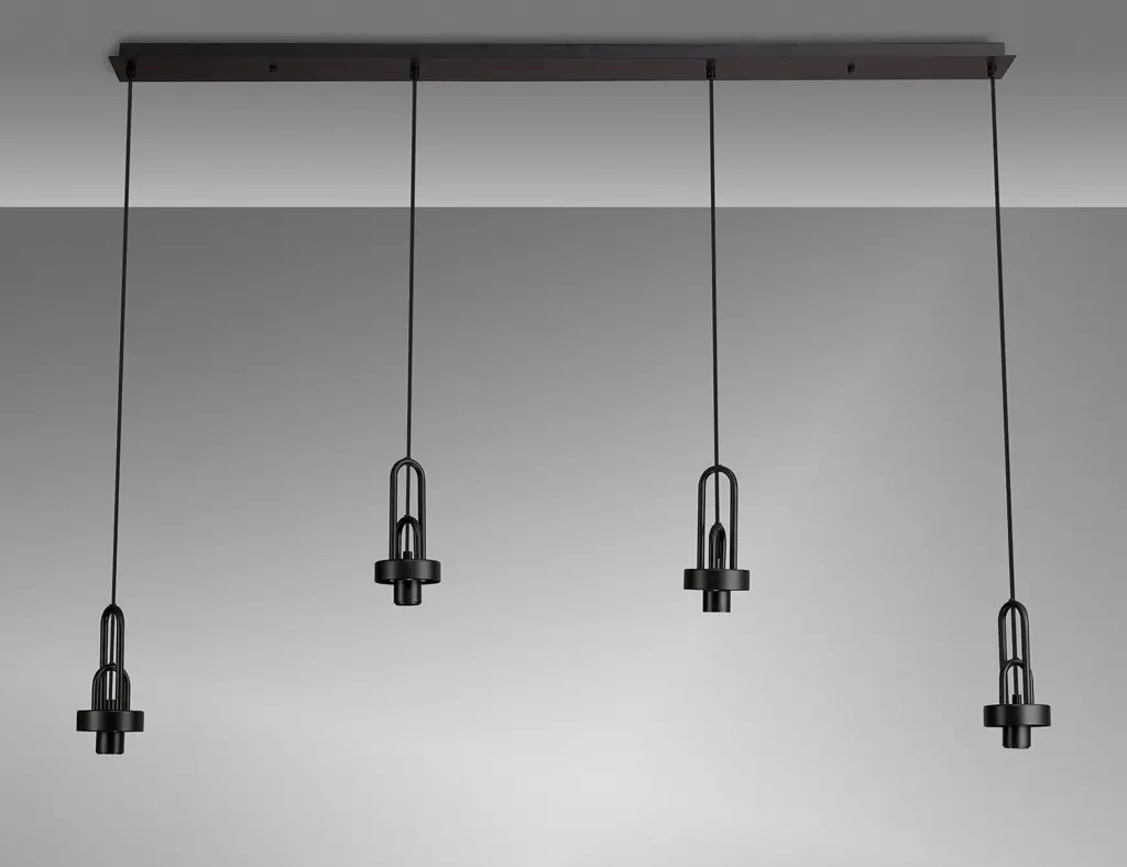 Meel 4 Light Matt Black Bar Pendant