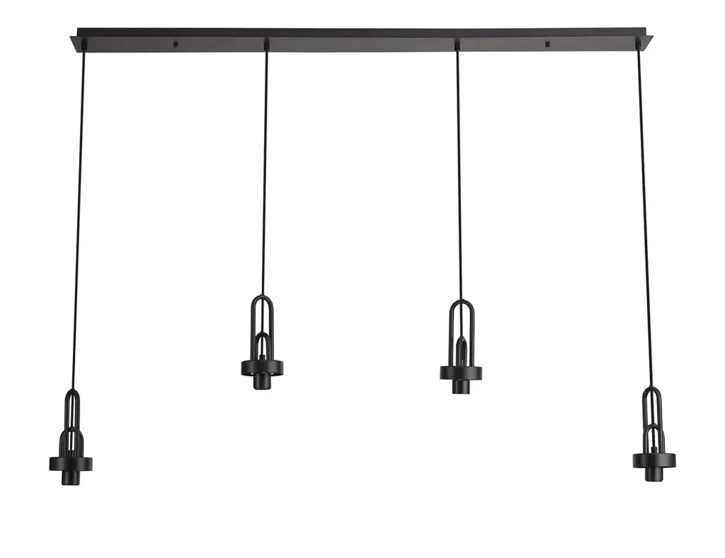 Meel 4 Light Matt Black Bar Pendant