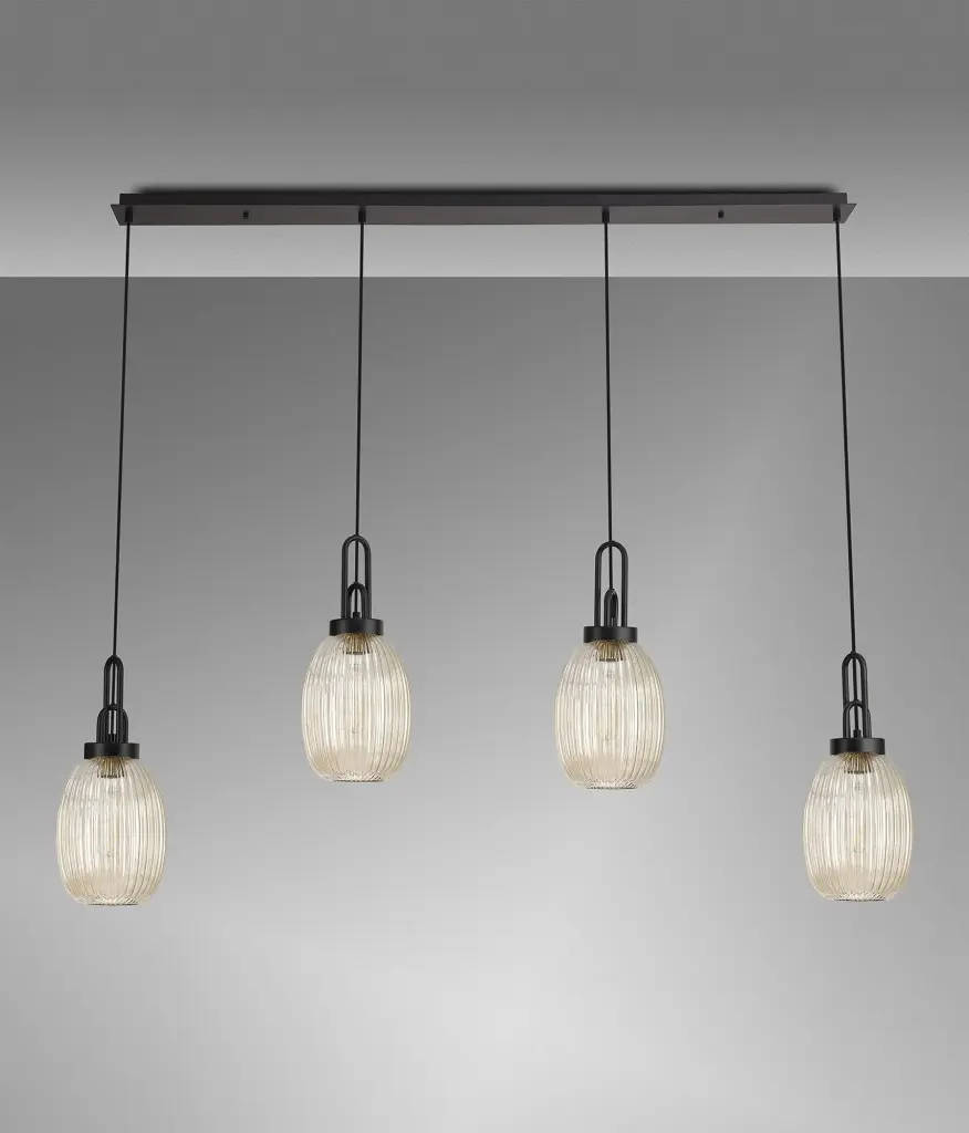 Meel 4 Light Matt Black Bar Pendant