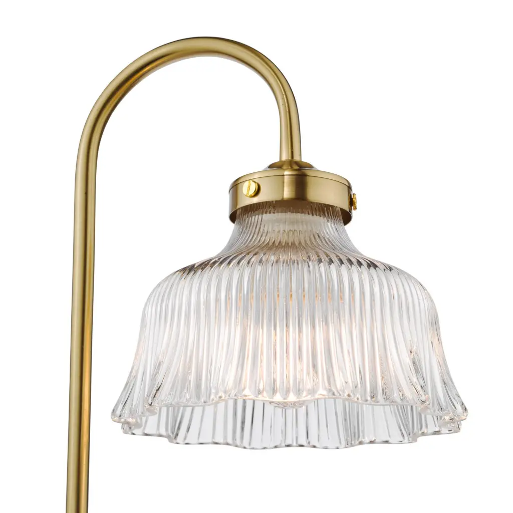 Maude Natural Brass & Ribbed Glass Table Lamp