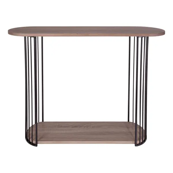 Oak Effect Veneer & Matt black Console Table