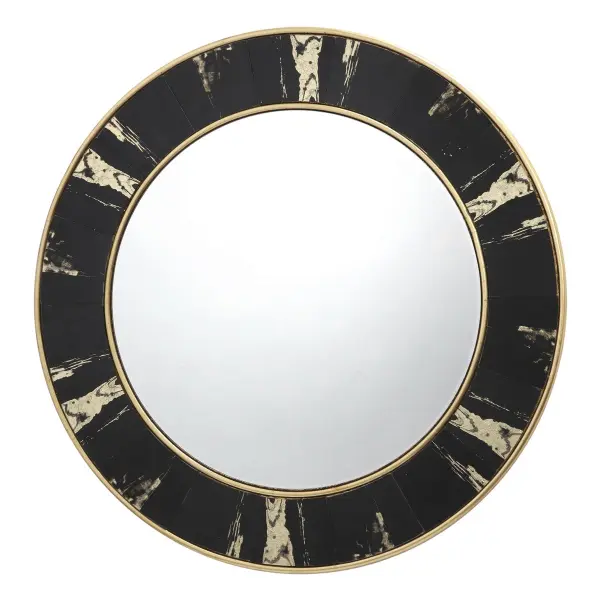 Sidone Round Black & Gold Mirror 80cm