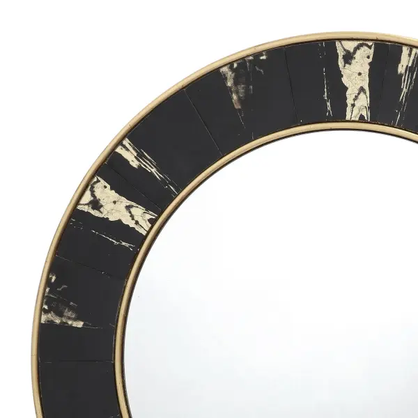 Sidone Round Black & Gold Mirror 80cm