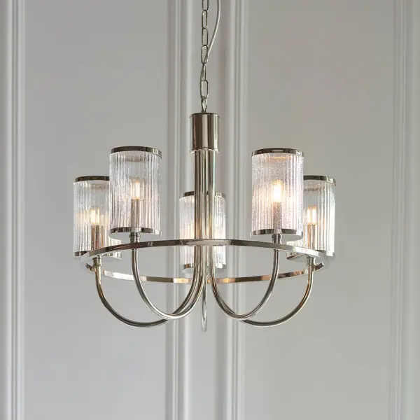 Henbury 5 Light Ribbed Glass Pendant