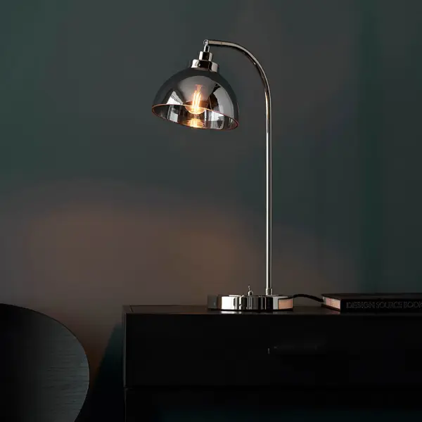 Caspa Smoked Glass Table Lamp