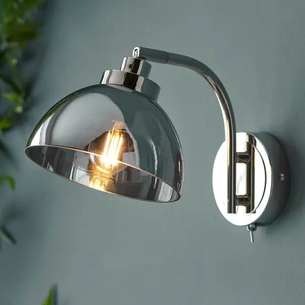 Caspa Smoked Glass Wall Light