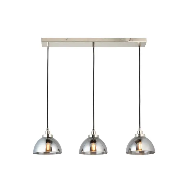 Caspa 3 Light Nickel Bar with Smoked Glass