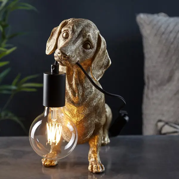 Gold Dachshund Table Lamp