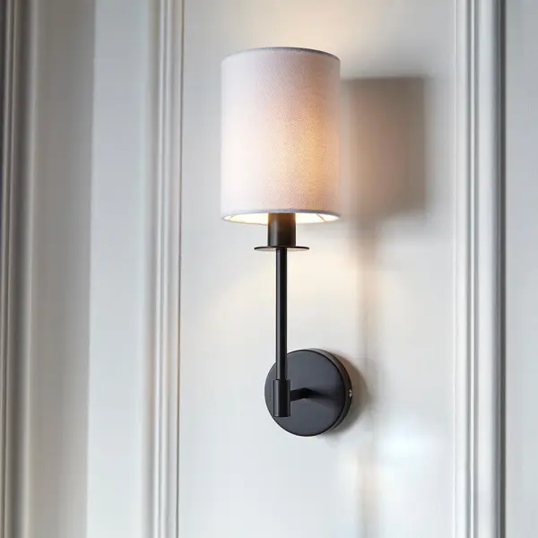 Sancerre Matt Black Wall Light C/W White Shade