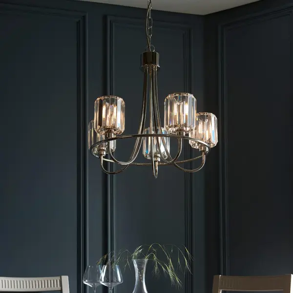 Berenice 5 Light Pendant in Bright Nickel