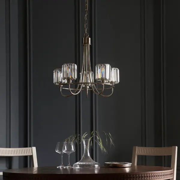 Berenice 5 Light Pendant in Bright Nickel