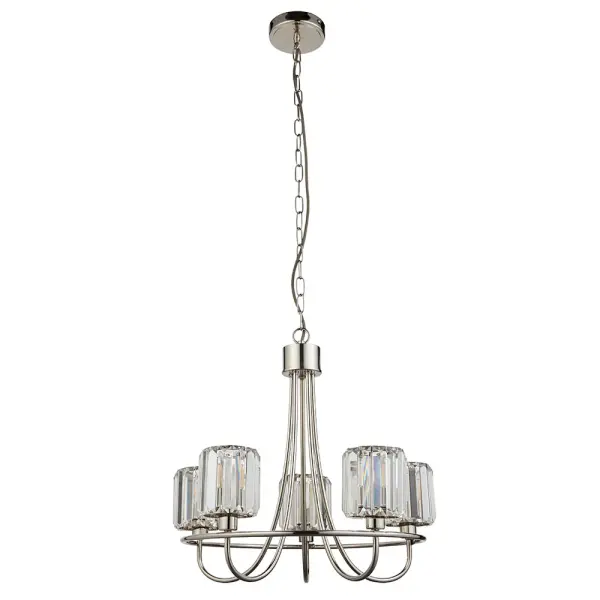 Berenice 5 Light Pendant in Bright Nickel