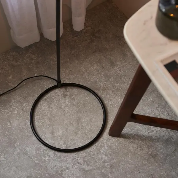 Brair Matt Black Floor Lamp with Antique Brass Detail