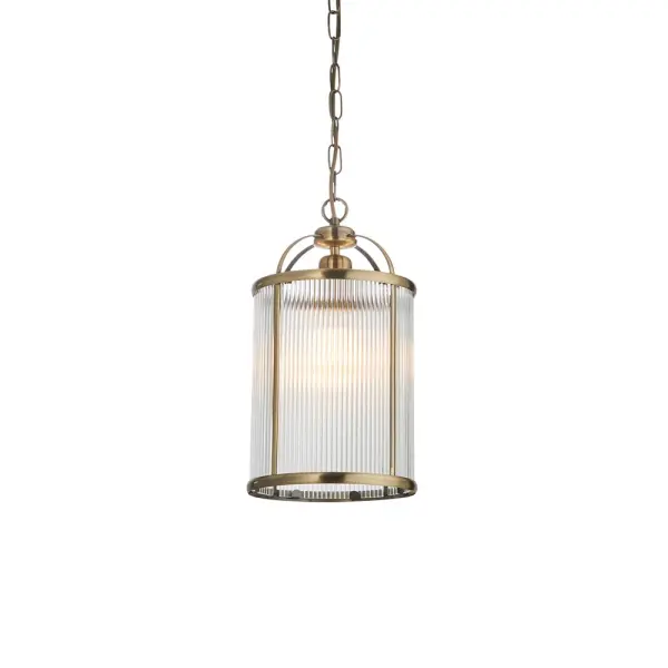 Lambeth Single Ribbed Lantern in Antique Brass