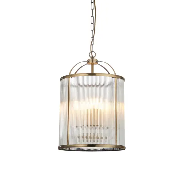 Lambeth 4 Light Ribbed Lantern in Antique Brass