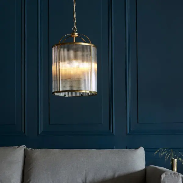 Lambeth 4 Light Ribbed Lantern in Antique Brass