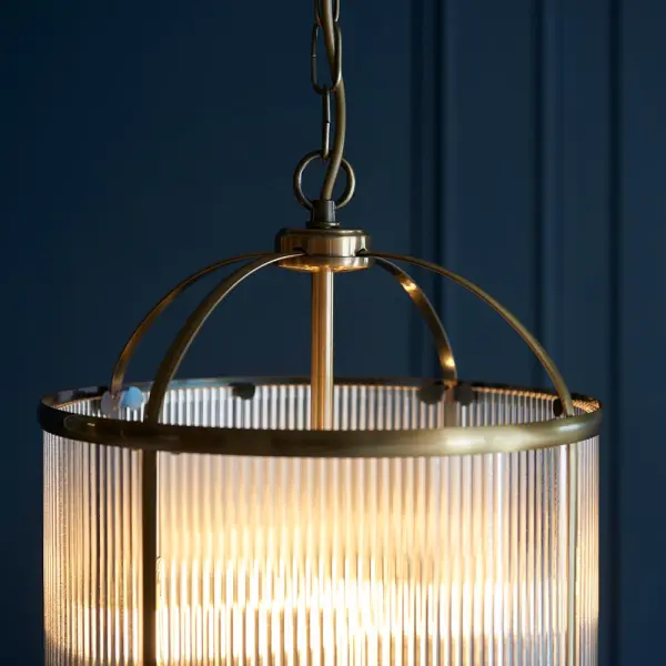 Lambeth 4 Light Ribbed Lantern in Antique Brass