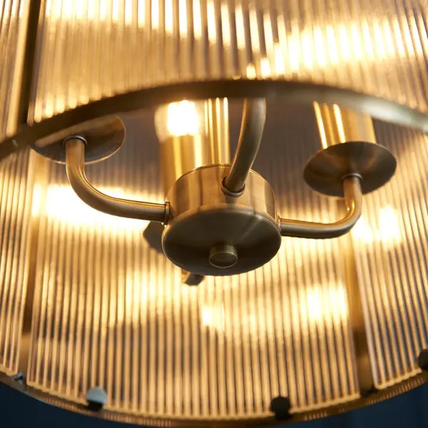 Lambeth 4 Light Ribbed Lantern in Antique Brass