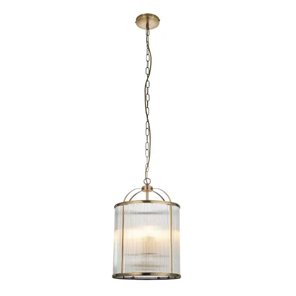 Lambeth 4 Light Ribbed Lantern in Antique Brass