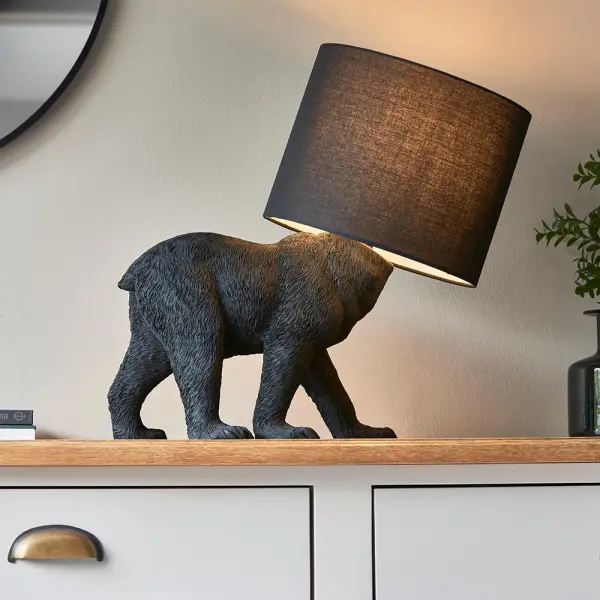 Barack Black Bear Table Lamp C/W Black Shade