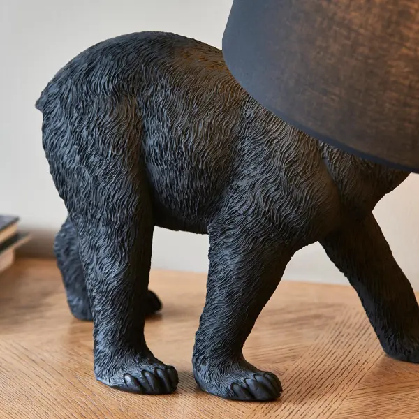 Barack Black Bear Table Lamp C/W Black Shade