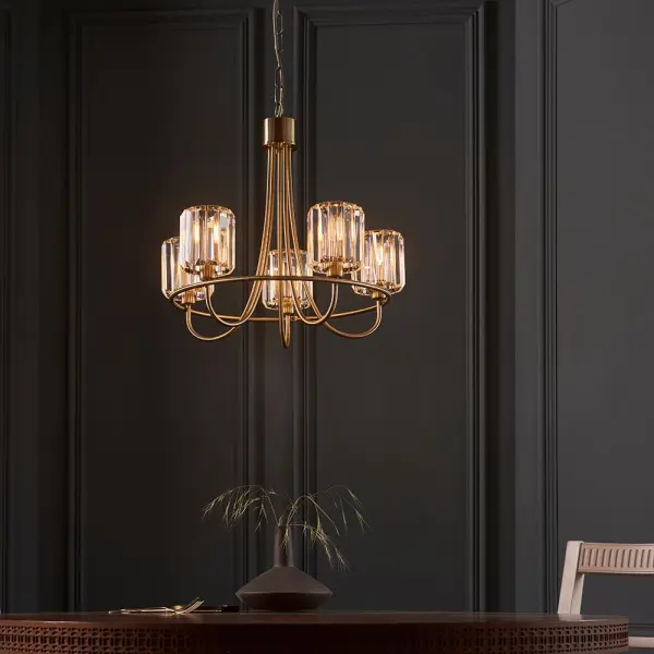 Berenice 5 Light Pendant in Antique Brass