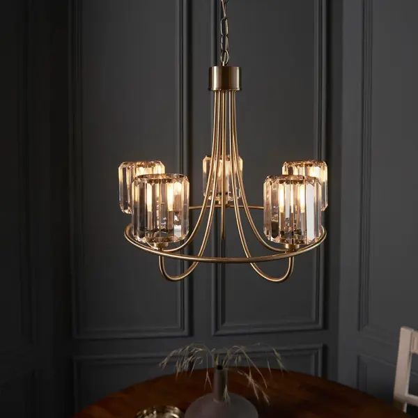 Berenice 5 Light Pendant in Antique Brass