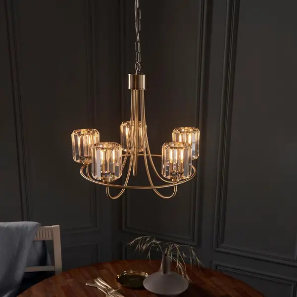 Berenice 5 Light Pendant in Antique Brass