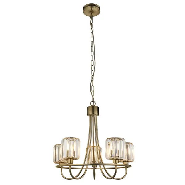 Berenice 5 Light Pendant in Antique Brass