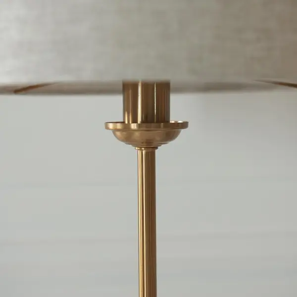 Highclere Single Table Lamp in Brass C/W Natural Shade