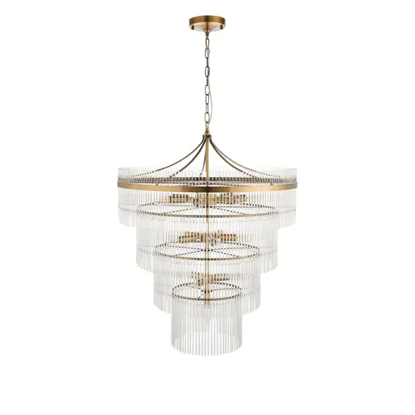Marietta 16 Light Tiered Pendant in Antique Brass