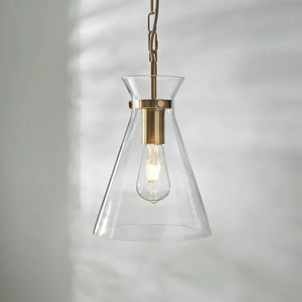 Harlow Single Brass & Clear Glass Pendant