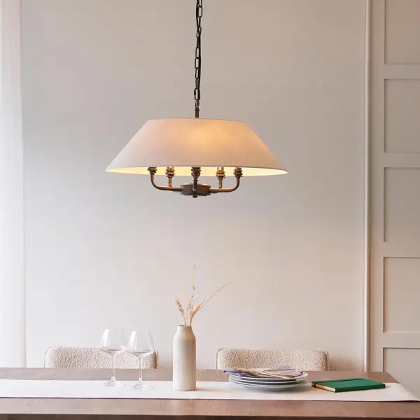 Lille 5 Light Matt Black Pendant with Drum Shade