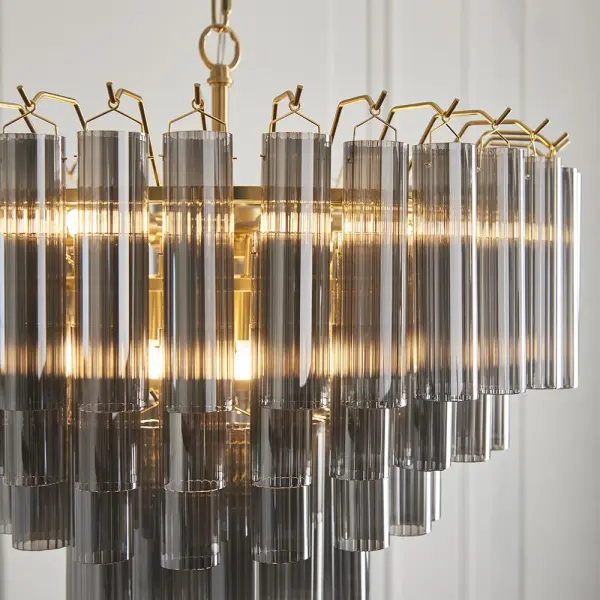 Toulouse 12 Light Satin Brass Frame Smokey Grey Glass