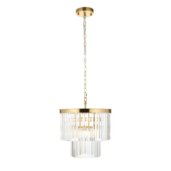 Conaston 4 Light Ceiling Pendant in Brass with Glass Drops