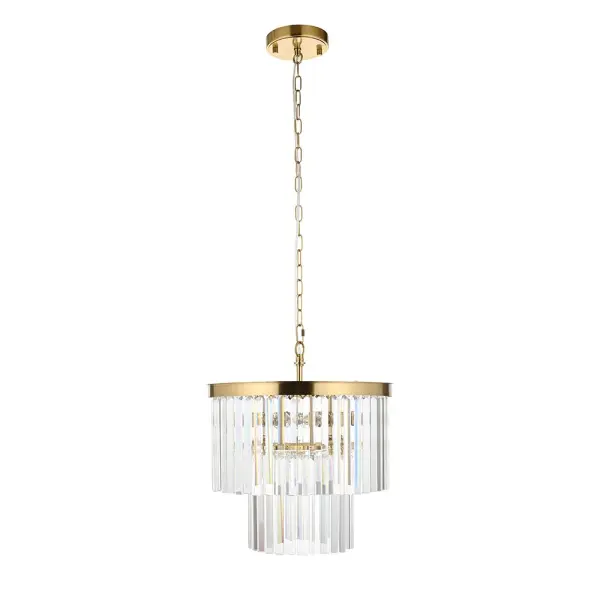 Conaston 4 Light Ceiling Pendant in Brass with Glass Drops