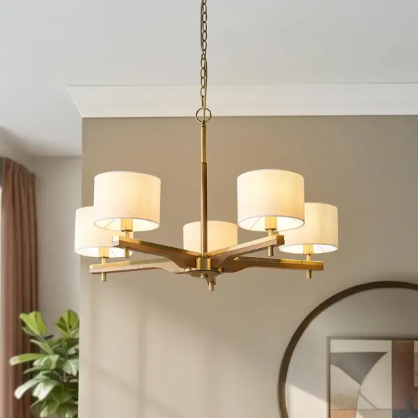 Heathcliff Ceiling Pendant in Ash Wood & Brass Finish